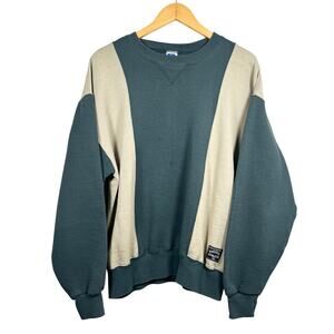 Vintage Russell Sportswear USA Bicolor Green Tan Crewneck Large 22x28